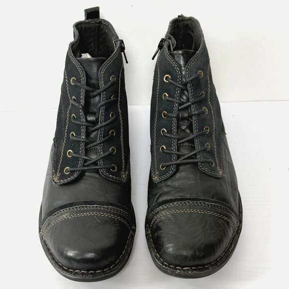 Clarks Whistle Watch Ankle Boots Sz 10 Black Leather Biker Booties 16724 - Picture 2 of 9